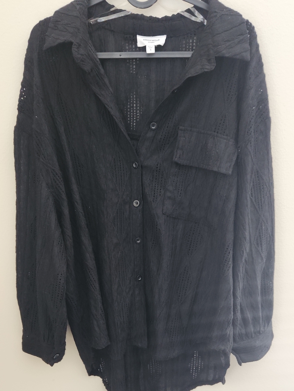 Anthropologie Black Button-Down Eyelet Shirt